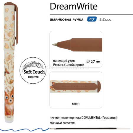 Ручка шариковая "DreamWrite. Love me. Friends" 0,7мм синяя, в футляре, 3 вида 20-0264/24 от магазина "Карандаш"