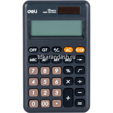 Калькулятор 12 разрядов 176x108x25мм черный EM120BLACK