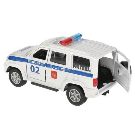 Машина "UAZ Patriot. Полиция" белая, инерционная, металл 12см (открывающиеся двери) от магазина "Карандаш"