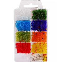 Набор бисера 2мм 8 цветов прозрачный SNB№1 от магазина "Карандаш"