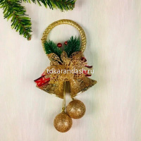 Украшение "Колокольчики" 16х17см с блестками, пластик Y9988-24 от магазина "Карандаш"