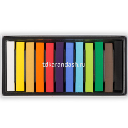 Пастель 12 цветов мягкая, прямоугольная, картон VAFP-12 от магазина "Карандаш"