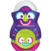 Точилка 1 отв. "Loopy Fancy" с контейнером и ластиком, пластик, 2 цвета 049131 от магазина "Карандаш"