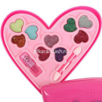 Косметика для девочек "Сердце" (тени для век, помада, блеск для губ, заколки, аппликатор) от магазина "Карандаш"