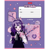 Тетрадь А5 12л клетка "Девочки аниме" на скобе 5 дизайнов 12Т5В1/086025 от магазина "Карандаш"
