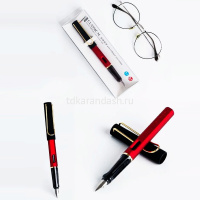 Ручка перьевая 0,38мм синяя, красный корпус софт тач, 1 картридж 3920/11729-24 от магазина "Карандаш"