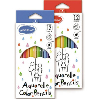 Карандаши акварельные 12 цветов "Acmeliae" с кисточкой круглые дерево, картон 9401-12 от магазина "Карандаш"