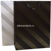 Пакет подарочный "Золотые полосы" 26х32х12см 3 цвета 11526-24 от магазина "Карандаш"