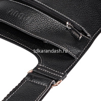 Сумка 220х300х40мм 1 отделение, 2 кармана, черная, натуральная кожа S.15/2.CD. от магазина "Карандаш"