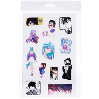Наклейки "Аниме" А5 15х23,5см 4 листа в пакете с европодвесом 4Н5н/084829 от магазина "Карандаш"