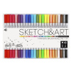 Набор капиллярных ручек 48цв 0,4мм "Sketch&Art" двусторонние трехгранные, линер/кисть 22-0101