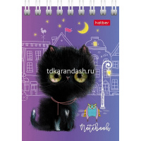 Блокнот А7 40л "Кошарики" клетка, на спирали, 6 дизайнов 076975 от магазина "Карандаш"