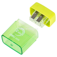 Точилка 2 отв. "Deli" с контейнером, пластик ассорти E0526 от магазина "Карандаш"