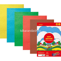 Набор фетра А4 "Яркие цвета" 5цв. 5л. самоклеящийся,  с европодвесом 8040758 от магазина "Карандаш"