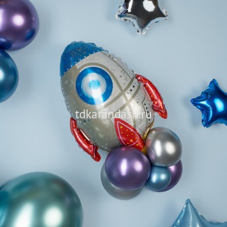 Шар воздушный 33см(13") на палочке "Мини. Ракета" с клапаном, фольга 190880 от магазина "Карандаш"