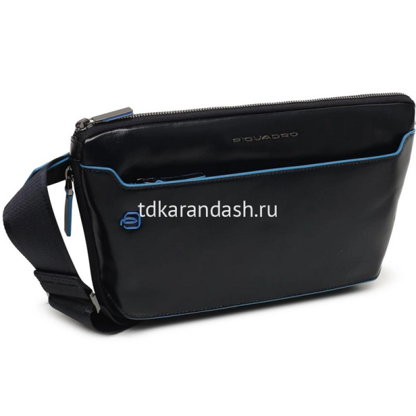 Сумка "Blue Square" 30х17,5х4/10см, 1 отделение, черная, натуральная кожа CA6897B2/N от магазина "Карандаш"