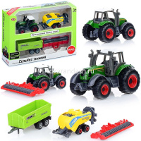 Трактор "Сельхозтехника" с прицепами 3шт., металл/пластик 7см, ассорти 6663 от магазина "Карандаш"