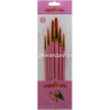 Набор кистей синтетика 6шт. круглые, розовые (№ 2,4,6,8,10,12) Y10739-24