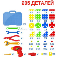 Картинка Конструктор-мозаика 205дет., с шуруповертом, в чемодане, пластик 2009729/9802 от магазина "Карандаш" Конструктор-мозаика 205дет., с шуруповертом, в чемодане, пластик 2009729/9802 от магазина "Карандаш"