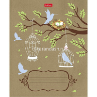 Тетрадь А5 24л клетка "Маленькие птички" на скобе крафт 5 дизайнов 24Т5В1/068449 от магазина "Карандаш"