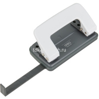 Дырокол 10л 2-отв, d-5,5мм, с линейкой, металл, белый E0101 от магазина "Карандаш"