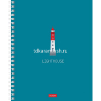 Тетрадь А5 96л клетка "Lighthouse" на спирали ламинация Soft-touch 2 дизайна 089770 от магазина "Карандаш"