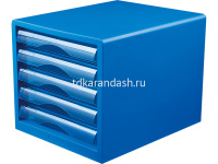 Бокс для документов "Vivid" 27,5x34x26см, 5 выдвижных ящиков, синий E9777 от магазина "Карандаш"