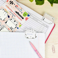 Клейкая закладка пластиковая 45х35/45х40мм 100л "Коты" черно-белая полупрозрачная, фигурная 65183 от магазина "Карандаш"