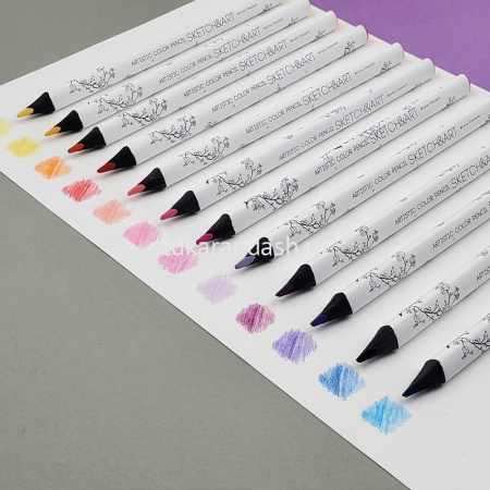 Карандаши 24 цвета "Sketch&Art" трехгранные утолщенные дерево, картон 30-0115 от магазина "Карандаш"