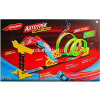 Игровой набор Handers "Автотрек: Тройное сальто" (светится, длин. трассы 300 см, 24 дет., светящ. ма от магазина "Карандаш"