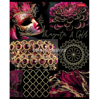 Тетрадь А5 48л клетка "Fashion gold" на скобе 3D фольга матовая ламинация 5 дизайнов 084135 от магазина "Карандаш"