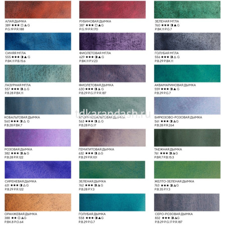 Краски акварельные 21 цвет "Грануляция" 2,5мл кюветы с палитрой в металлическом пенале 191202243 от магазина "Карандаш"