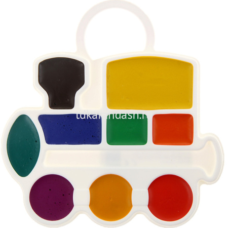 Краски акварельные 9 цветов "Паровозик" без кисточки пластиковая упаковка 11С 683-08
