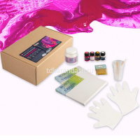 Набор для рисования "Флюид Арт.Магия" (краски, медиум, холсты, стаканы, перчатки, палочки, блестки) от магазина "Карандаш"