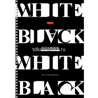 Тетрадь А4 96л клетка "Черное и белое" на спирали, перфорация на отрыв 2 дизайна 088812 от магазина "Карандаш"