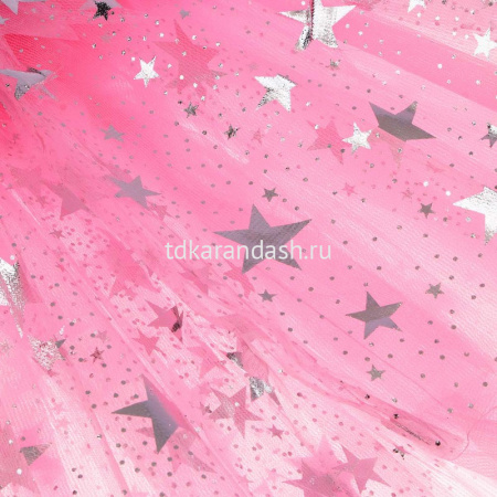 Юбка карнавальная "Звездочка" розовая/серебро, длина 30см, нейлон 342-091 от магазина "Карандаш"