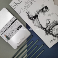 Набор карандашей чернографитных 12шт "Sketch&Art" B-14B металл 21-0066 от магазина "Карандаш"