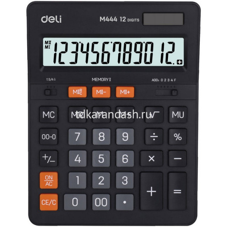 Калькулятор 12 разрядов 205х155х35мм черный EM444