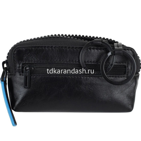 Ключница "Blue Square Revamp" 12х6,5х3см, черная, натуральная кожа PC4216B2V/N от магазина "Карандаш"