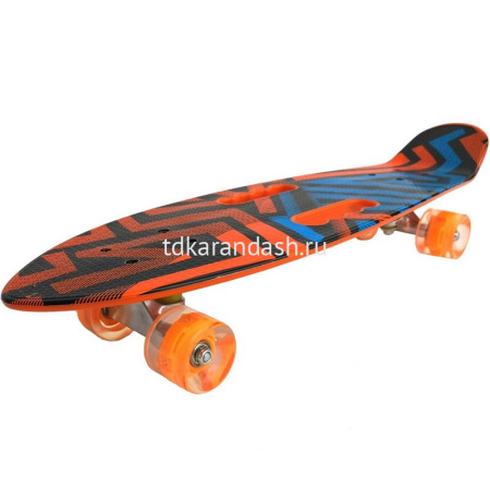 Скейтборд 67х20см, пластик, 4 колеса PU d=5,5см светятся, с ручками HB2252 от магазина "Карандаш"