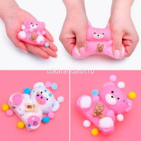 Игрушка-антистресс сквиш "Медведь" 6х6см с помпонами, 2 цвета Y11022-24 от магазина "Карандаш"