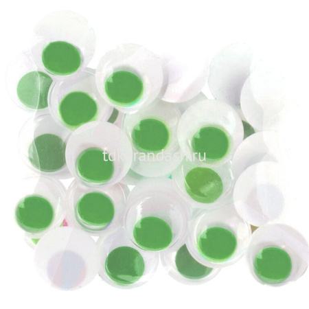 Декоративные элементы глазки подвижные д.15мм, 50шт зеленые Y4332-16
