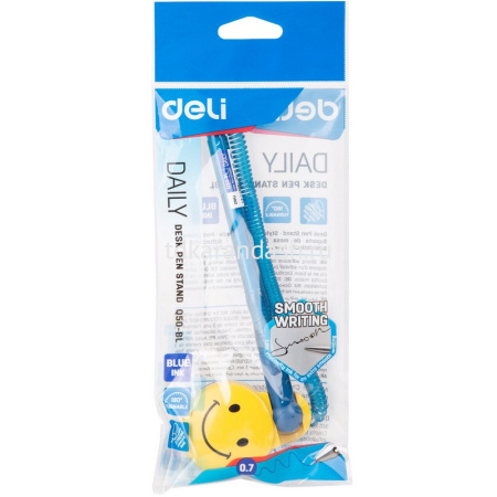 Ручка шариковая на самоклеящейся подставке 0,7мм синяя, с пластиковой пружиной EQ50-BL от магазина "Карандаш"