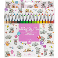 Фломастеры 36 цветов "HappyColor" картон, 4 вида 32-0053 от магазина "Карандаш"