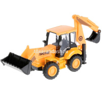 Экскаватор-погрузчик желтый, инерционный, металл 15см (подвижные детали) SB-17-78-B-WB от магазина "Карандаш"