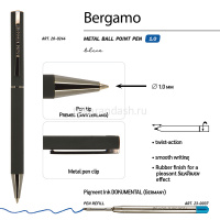 Ручка шариковая "Bergamo" 0,7мм синяя, автомат, черный металлический корпус 20-0244 от магазина "Карандаш"