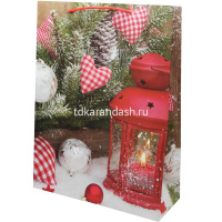 Пакет подарочный "Новогодние фонари" 31х42х12см 4 вида SK2385 от магазина "Карандаш"