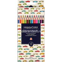 Карандаши 12 цветов "HappyColor" трехгранные дерево, картон 30-0046 от магазина "Карандаш"