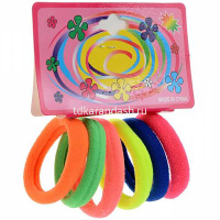 Резинка для волос 5,5см 6 шт. 6 флюоресцентных цветов Y6570-18 от магазина "Карандаш"