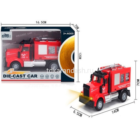 Машина "Пожарная" инерционная, пластик 13,5х6х7см (свет) LT206273 от магазина "Карандаш"